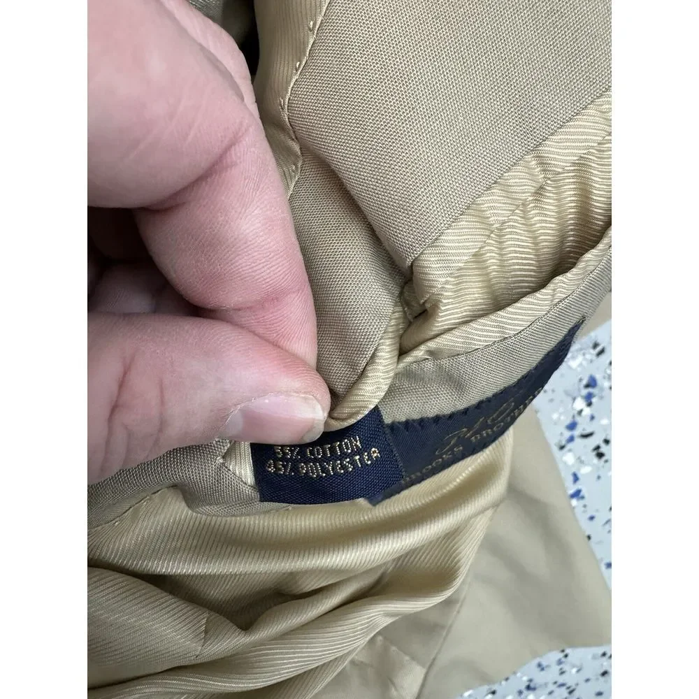 Brooks Brothers 346 42R Used Kahki Brown Stretch Blazer Cotton‎